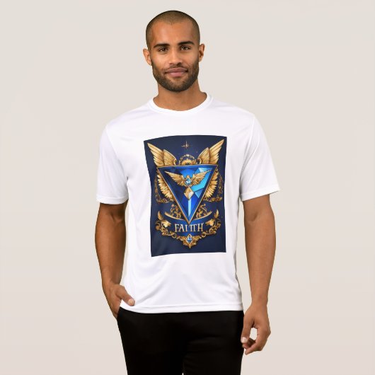 Diamond Faith LLC: Elegante Wings, Sapphire & Gold T-Shirt (Vorne ganz)