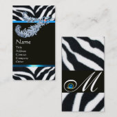 DIAMOND FEATHERS BLUE SCHWARZ-WEISS ZEBRA FUR VISITENKARTE (Vorne/Hinten)