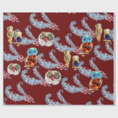 DIAMOND FEATHERS, JEWEL OWLS IN RED GESCHENKPAPIER (Flach)