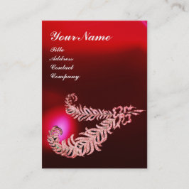 DIAMOND FEATHERS MONOGRAM, Red Burgund Ruby Pearl Visitenkarte