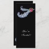 DIAMOND FEATHERS MONOGRAM, rote Ruby, rosa Einladung (Vorne/Hinten)