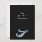 DIAMOND FEATHERS MONOGRAM, rote Ruby, rosa Einladung (Rückseite)