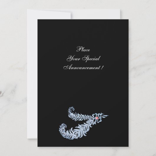 DIAMOND FEATHERS MONOGRAM, rote Ruby, rosa Einladung (Rückseite)