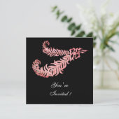 DIAMOND FEATHERS ,Pink Champagne Metallic Einladung (Stehend Vorderseite)
