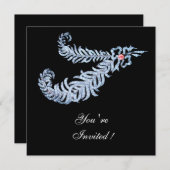 DIAMOND FEATHERS PINK GEM LUXURY Schwarz-weiß Einladung (Vorne/Hinten)