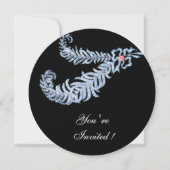 DIAMOND FEATHERS PINK GEM Schwarz-weiß Wedding Einladung (Vorderseite)
