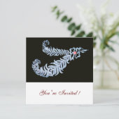 DIAMOND FEATHERS PINK GEM Schwarz-weiß Wedding Einladung (Stehend Vorderseite)