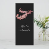 DIAMOND FEATHERS, rosa Einladung (Stehend Vorderseite)