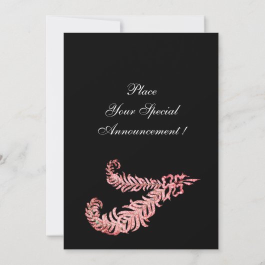 DIAMOND FEATHERS, rosa Einladung (Rückseite)