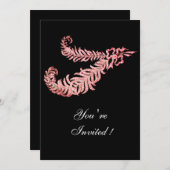 DIAMOND FEATHERS, rosa Einladung (Vorne/Hinten)