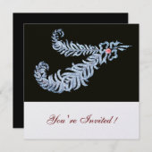 DIAMOND FEATHERS, rosa Eismetall Einladung (Vorne/Hinten)