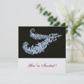 DIAMOND FEATHERS, rosa Eismetall Einladung (Stehend Vorderseite)