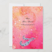 DIAMOND FEATHERS, rosa Glitzern Einladung (Rückseite)