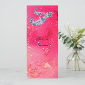 DIAMOND FEATHERS, rosa Glitzern Einladung (Stehend Vorderseite)