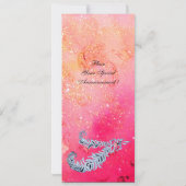 DIAMOND FEATHERS, rosa Glitzern Einladung (Rückseite)