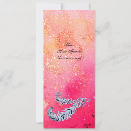 DIAMOND FEATHERS, rosa Glitzern Einladung (Rückseite)