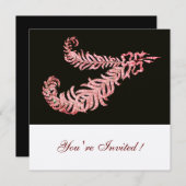 DIAMOND FEATHERS, rosa Gold Metallic Einladung (Vorne/Hinten)