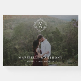 Diamond-Floral Monogram und Foto Wedding Gästebuch