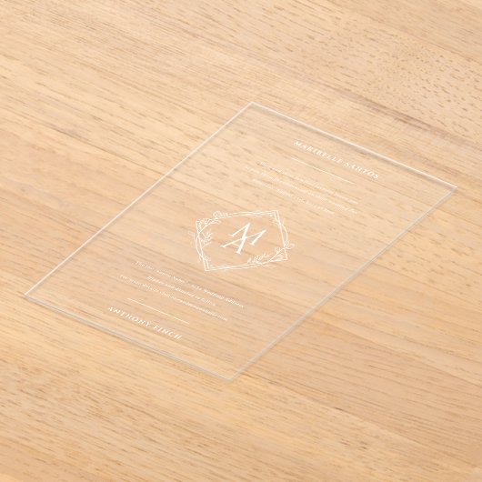 Diamond Floral Monogram Wedding Acryleinladungen (Ablage )