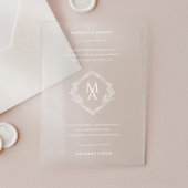 Diamond Floral Monogram Wedding Acryleinladungen
