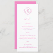 Diamond Floral Pink Monogram Wedding Menükarte (Vorne/Hinten)