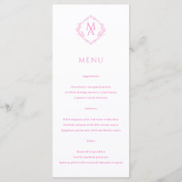 Diamond Floral Pink Monogram Wedding Menükarte