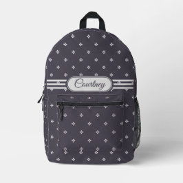 Diamond Floret Muster auf Dusty Plum mit Name Bedruckter Rucksack