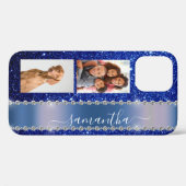Diamond Foto Glitzer Kalligraphie Name Navy Blue Case-Mate iPhone Hülle (Rückseite (Horizontal))