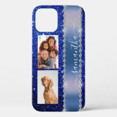 Diamond Foto Glitzer Kalligraphie Name Navy Blue Case-Mate iPhone Hülle (Rückseite)