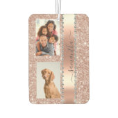 Diamond Foto Glitzer Name Monogram Rose Gold Autolufterfrischer (Rückseite)
