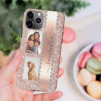 Diamond Foto Glitzer Name Monogram Rose Gold Case Samsung Galaxy Hülle