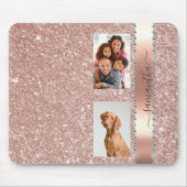 Diamond Foto Glitzer Name Monogram Rose Gold Mousepad (Vorne)
