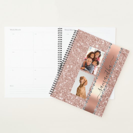Diamond Foto Glitzer Name Monogram Rose Gold Planer (Anzeige)