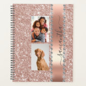 Diamond Foto Glitzer Name Monogram Rose Gold Planer (Vorderseite)