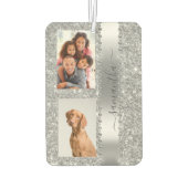 Diamond Foto Glitzer Name Monogram Silver Autolufterfrischer (Rückseite)