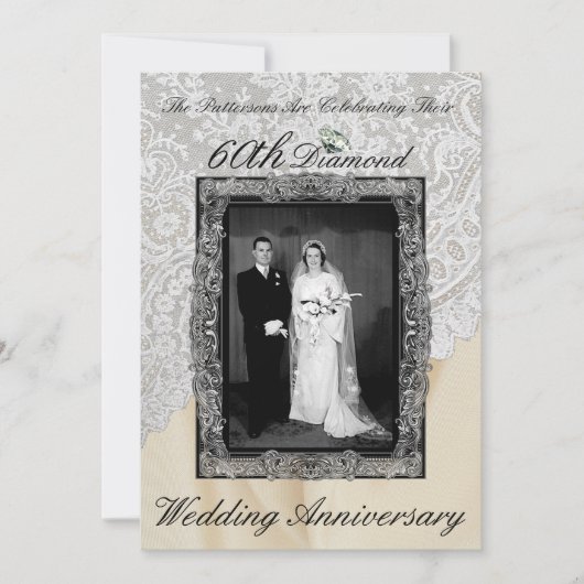 Diamond-Foto zum 60. Hochzeitstag Einladung (Vorderseite)
