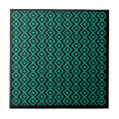 Diamond geformt Harlequin Muster Schwarz Türkis Fliese (Vorderseite)