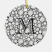 Diamond Gems Monogram Initial Black Elegant Keramik Ornament (Vorne)