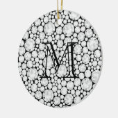 Diamond Gems Monogram Initial Black Elegant Keramik Ornament (Links)
