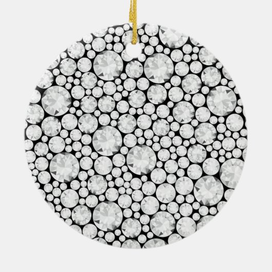 Diamond Gems Monogram Initial Black Elegant Keramik Ornament (Hinten)