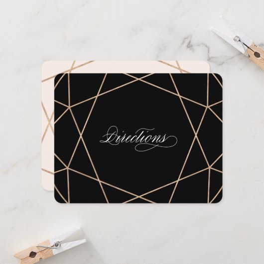 Diamond Gemstone Chic Geometric Wedding Directions Einladung (Vorderseite/Rückseite Beispiel)