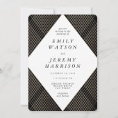 Diamond Geometric Black Deko Gold Gatsby Wedding Einladung (Vorderseite)