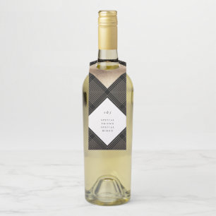 Diamond Geometric Black Gatsby Wedding Flaschenanhänger