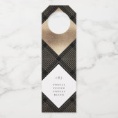 Diamond Geometric Black Gatsby Wedding Flaschenanhänger (Vorderseite)