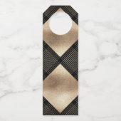 Diamond Geometric Black Gatsby Wedding Flaschenanhänger (Rückseite)