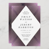 Diamond Geometric Lila Deko Gatsby Wedding Einladung (Vorne/Hinten)