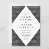 Diamond Geometric Navy Deko Gold Gatsby Wedding Einladung (Vorderseite)