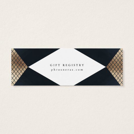 Diamond Geometric Navy Gold Gatsby Gift Registry (Rückseite)