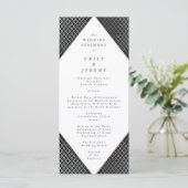 Diamond Geometric Navy Gold Gatsby Wedding Programm (Stehend Vorderseite)