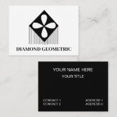 Diamond Geometric Pattern Schwarz-Weiß Visitenkarte (Vorne/Hinten)